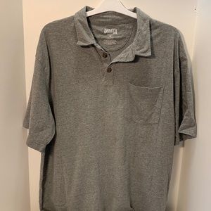 Duluth Trading short sleeve Longtail T gray polo shirt.